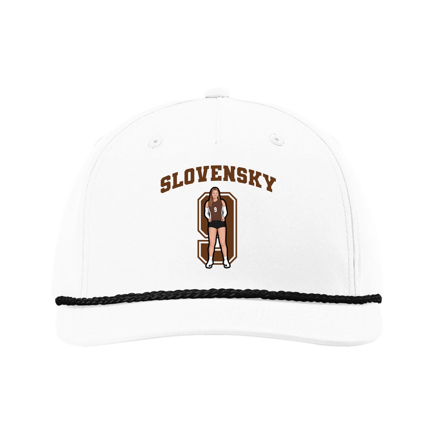 Five-Panel Classic Rope Cap — Number in White