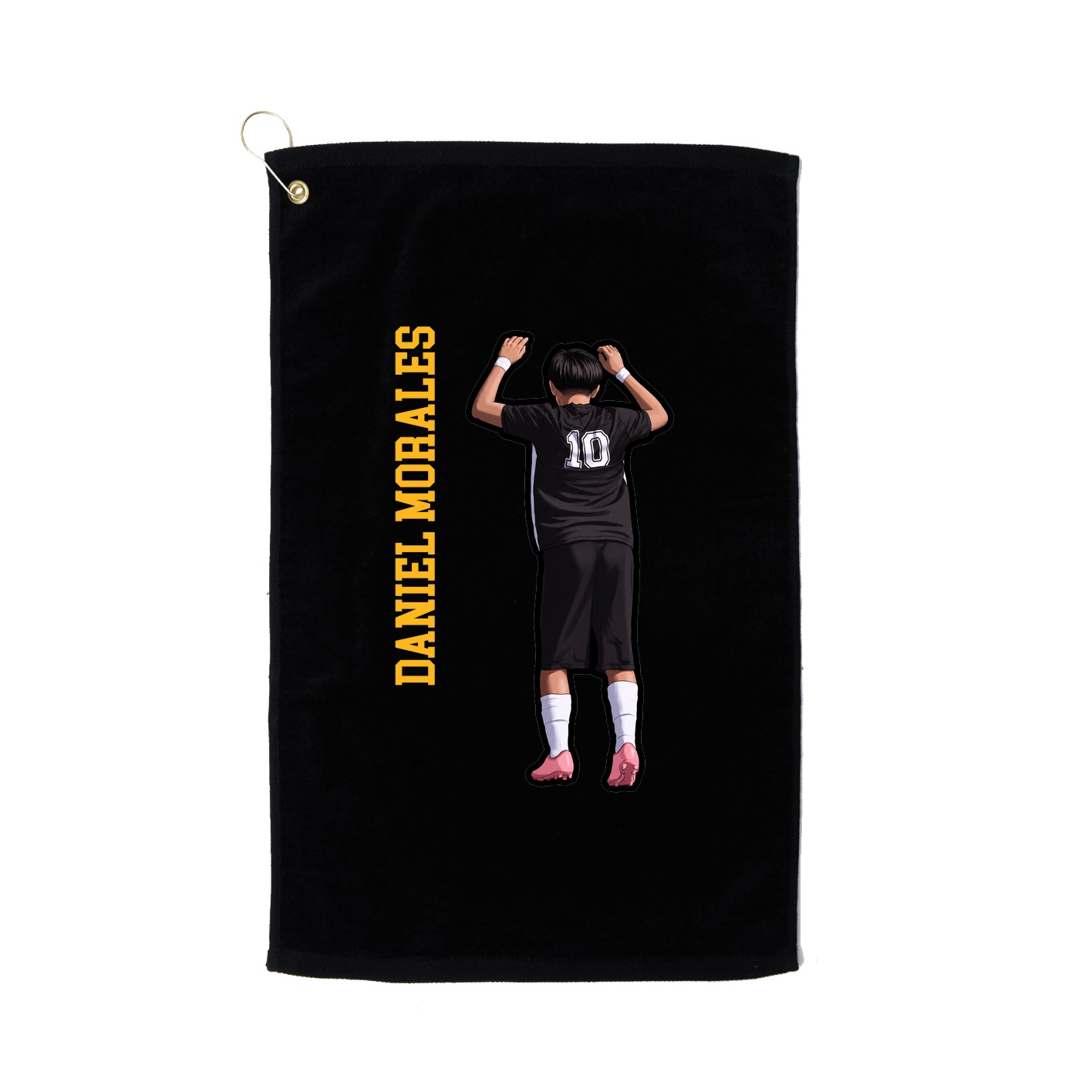 Golf Towel — Name Vertical in Black