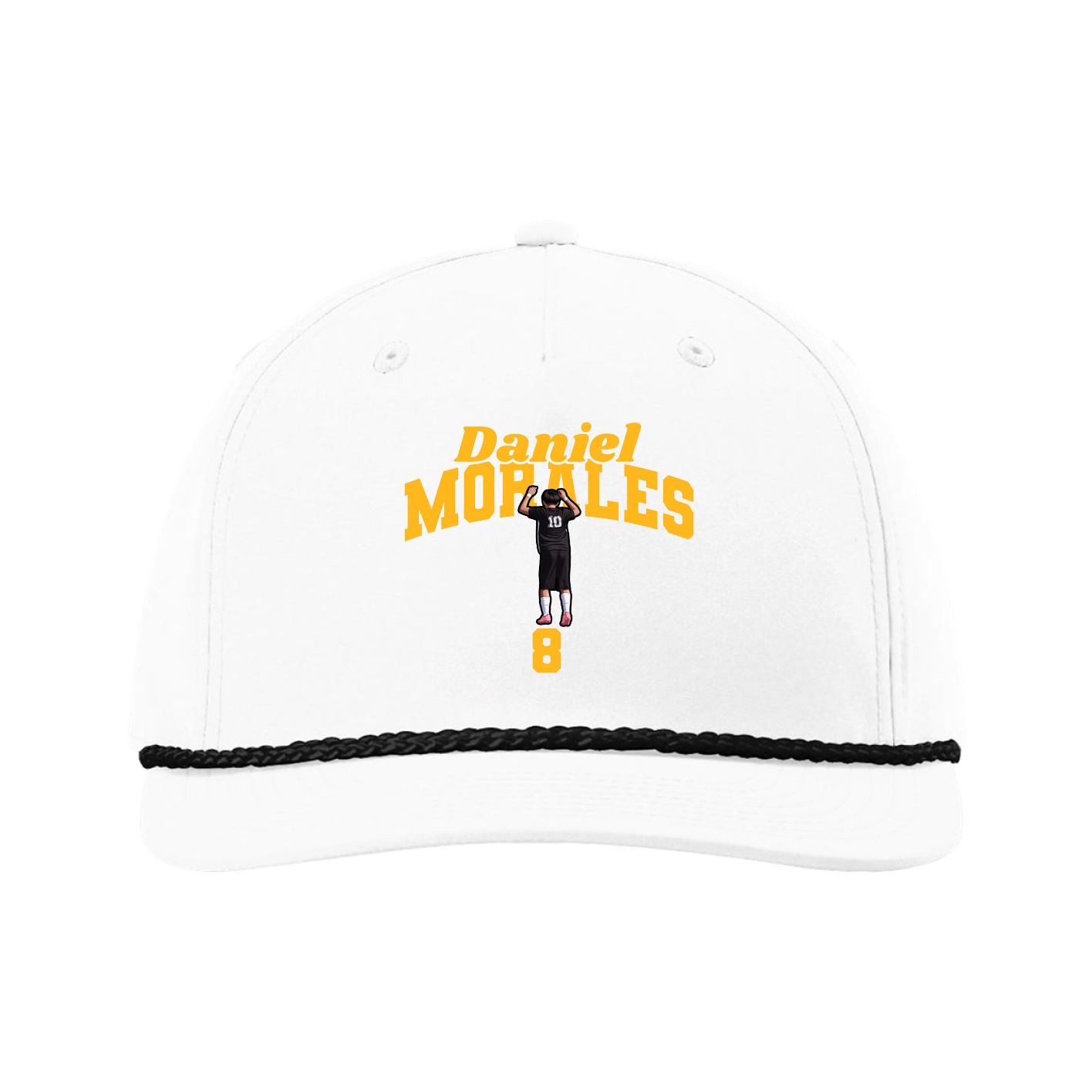 Five-Panel Classic Rope Cap — Signature Arch in White