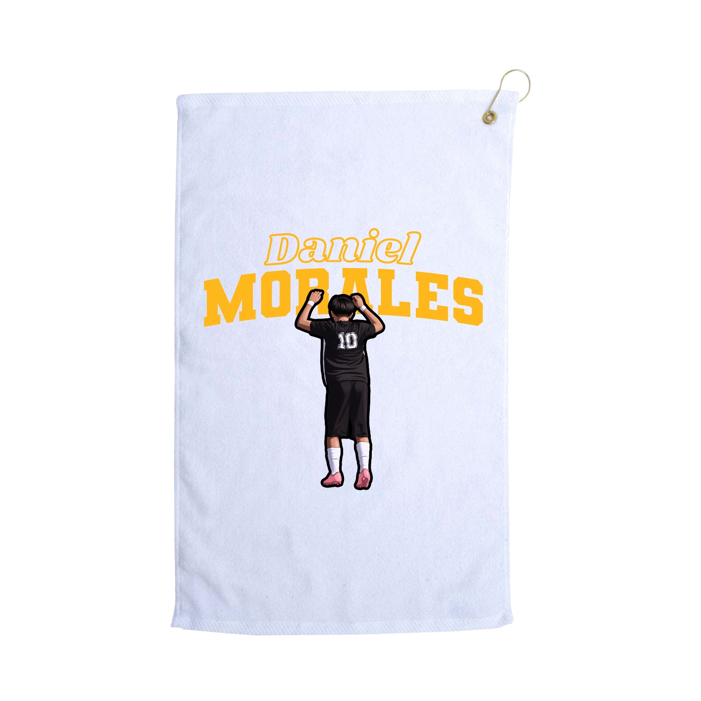 Golf Towel — Name Arch in White