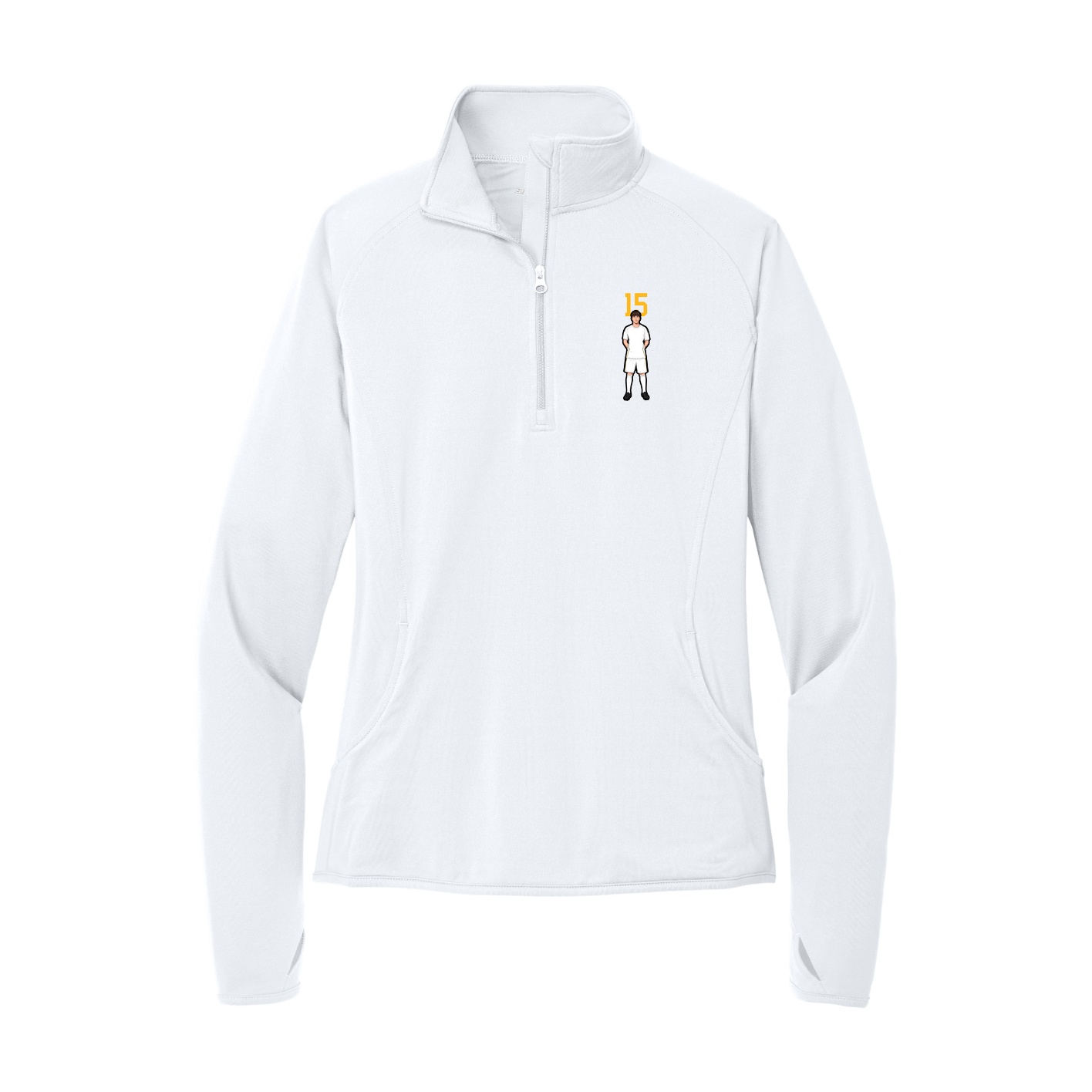 Women's Q-Zip Pullover — Number Top in White