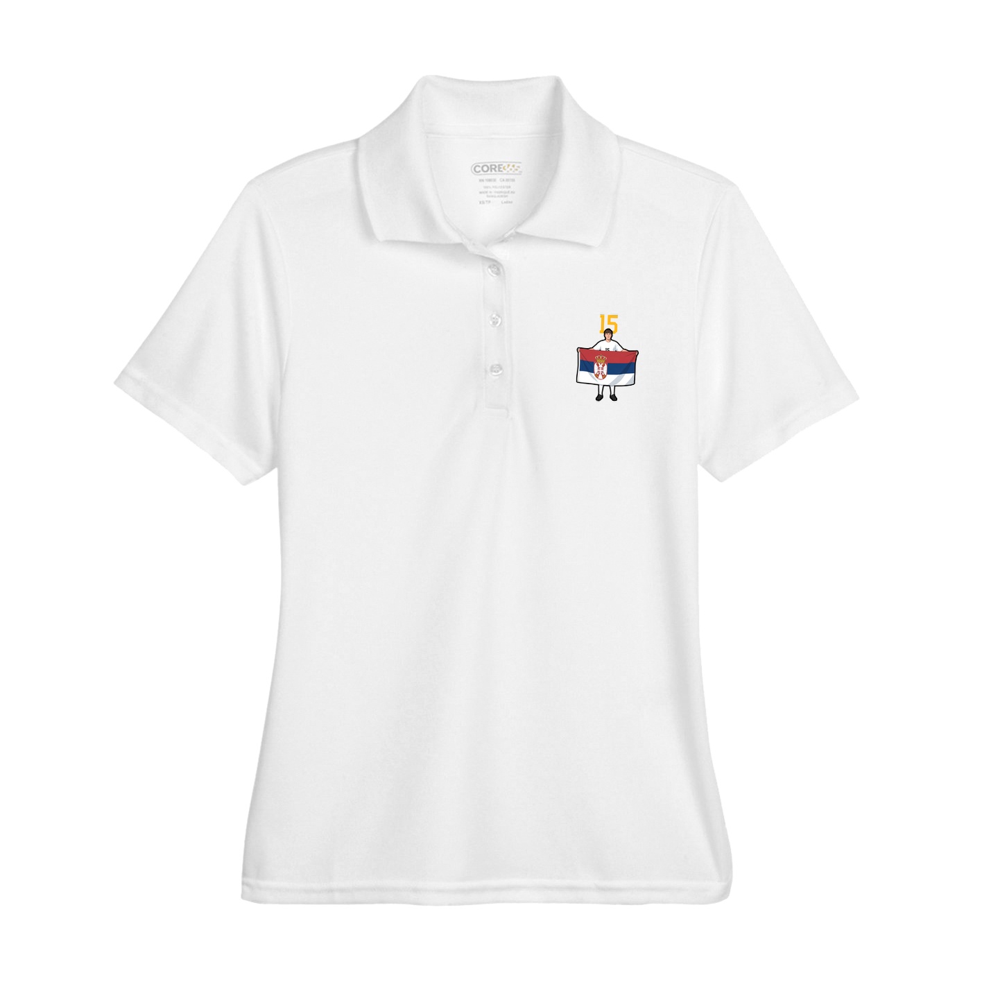 Womens Performance Polo — Number Top in White
