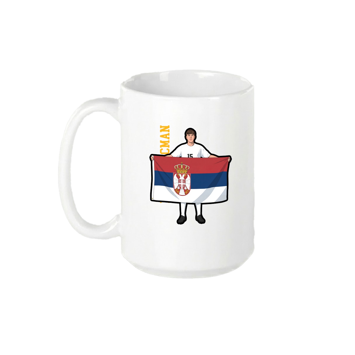 15oz Coffee Mug — Name Vertical in White