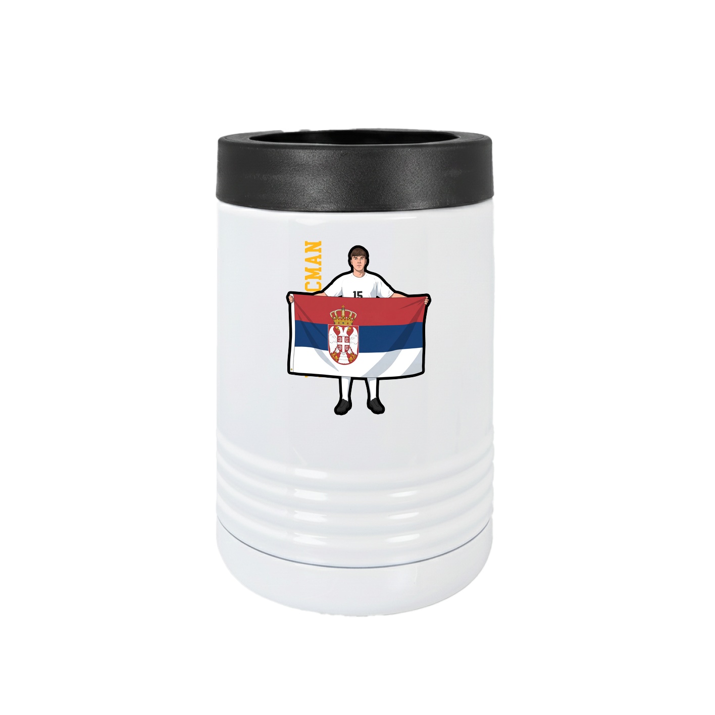 Beverage Holder — Name Vertical in White