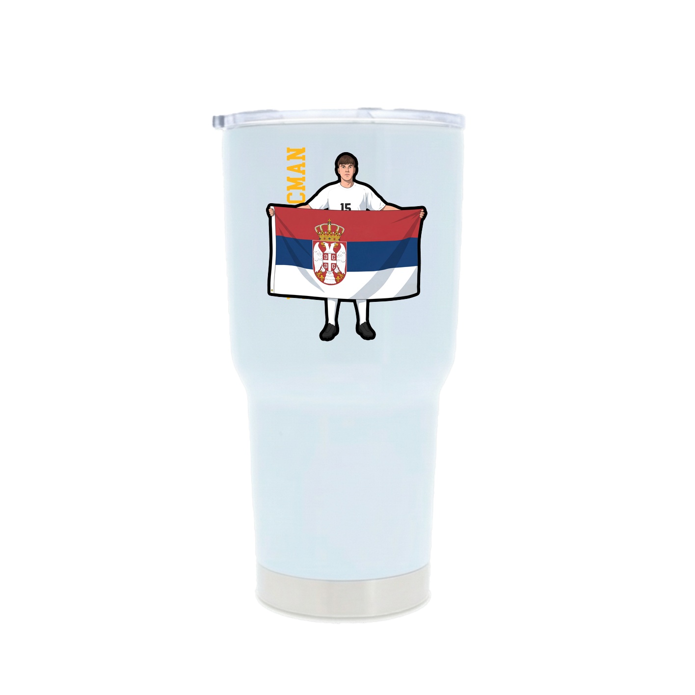 30oz Stainless Steel Tumbler — Name Vertical in White