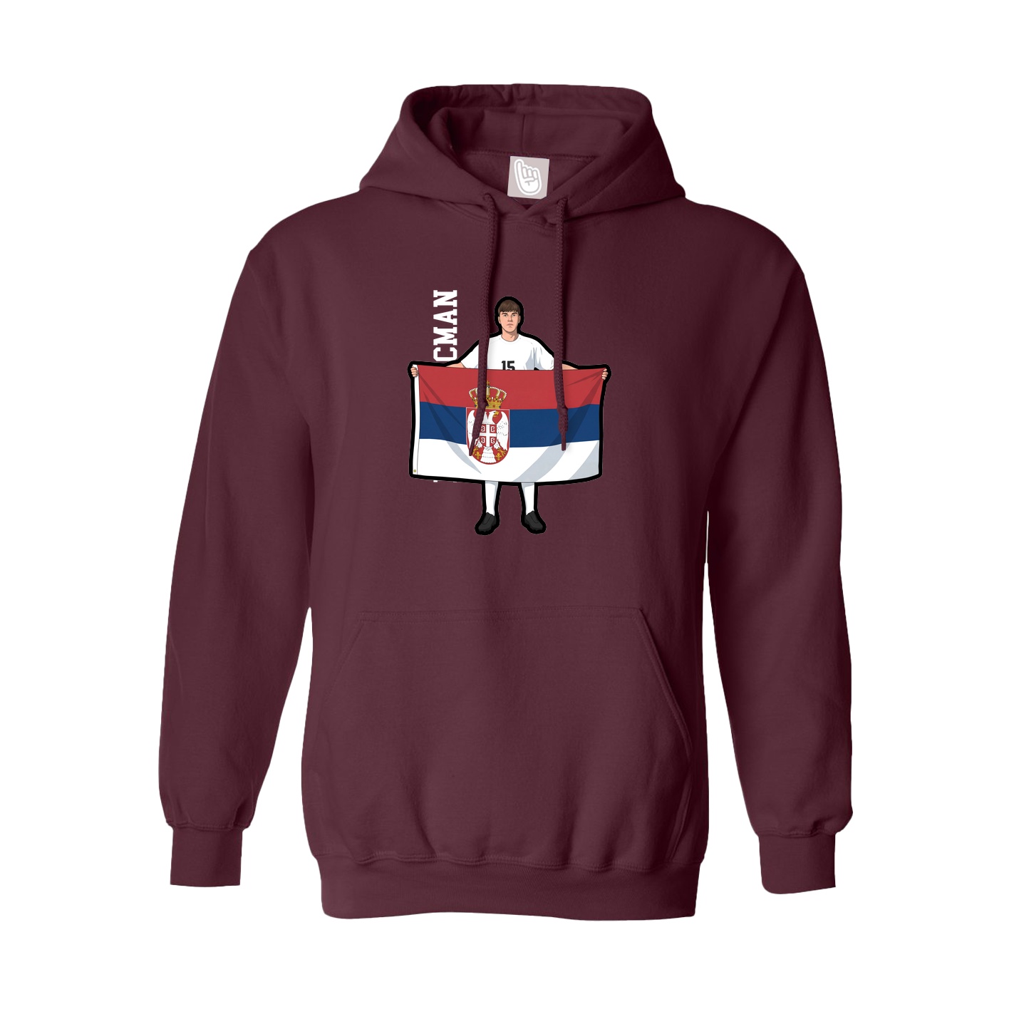 Youth Hoodie — Name Vertical in Maroon