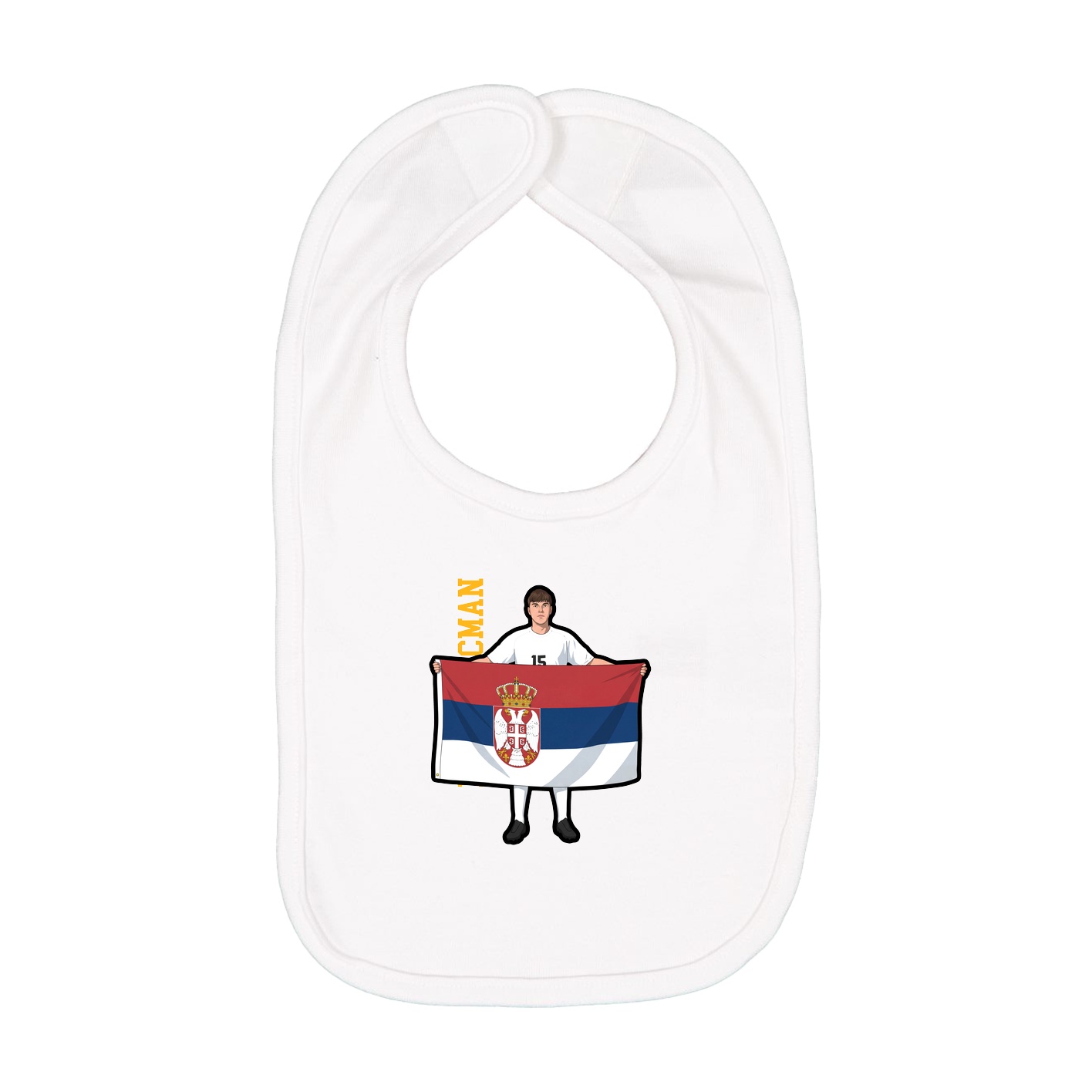 Infant Bib — Name Vertical in White