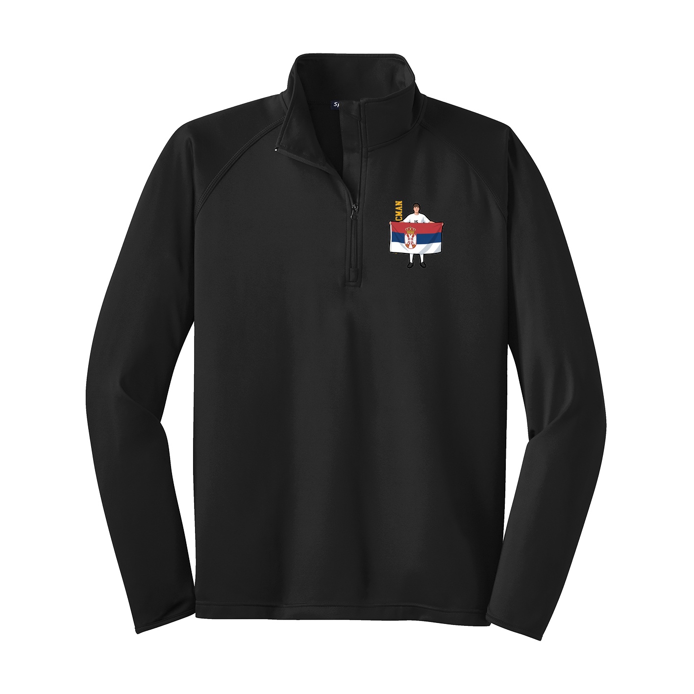 Q-Zip Pullover — Name Vertical in Black