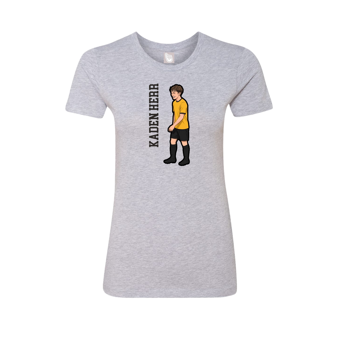 Fitted Women's Tee — Name Vertical in Grey