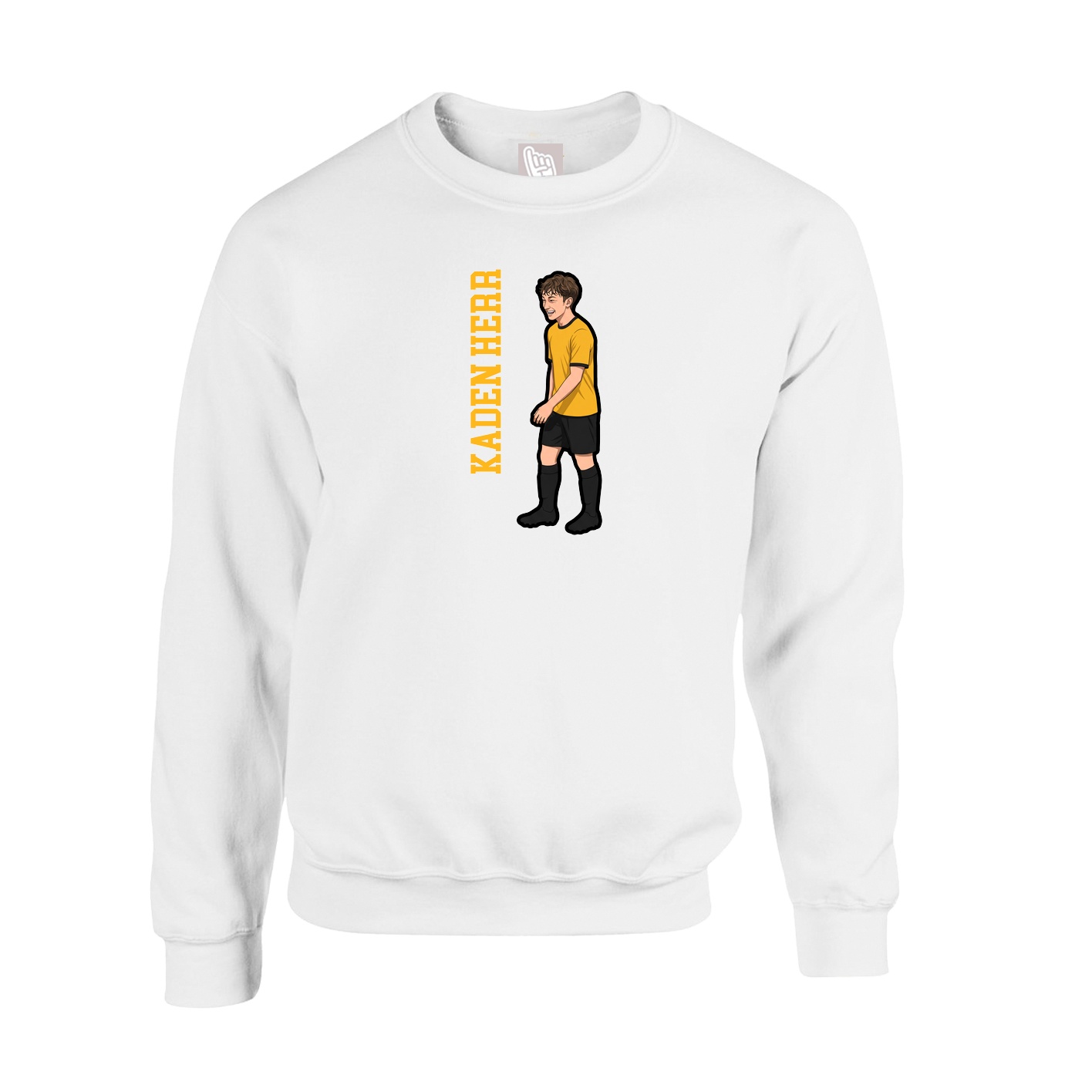 Fleece Crew — Name Vertical in White