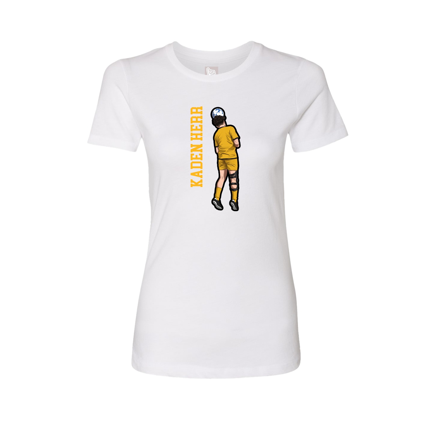 Fitted Women's Tee — Name Vertical in White