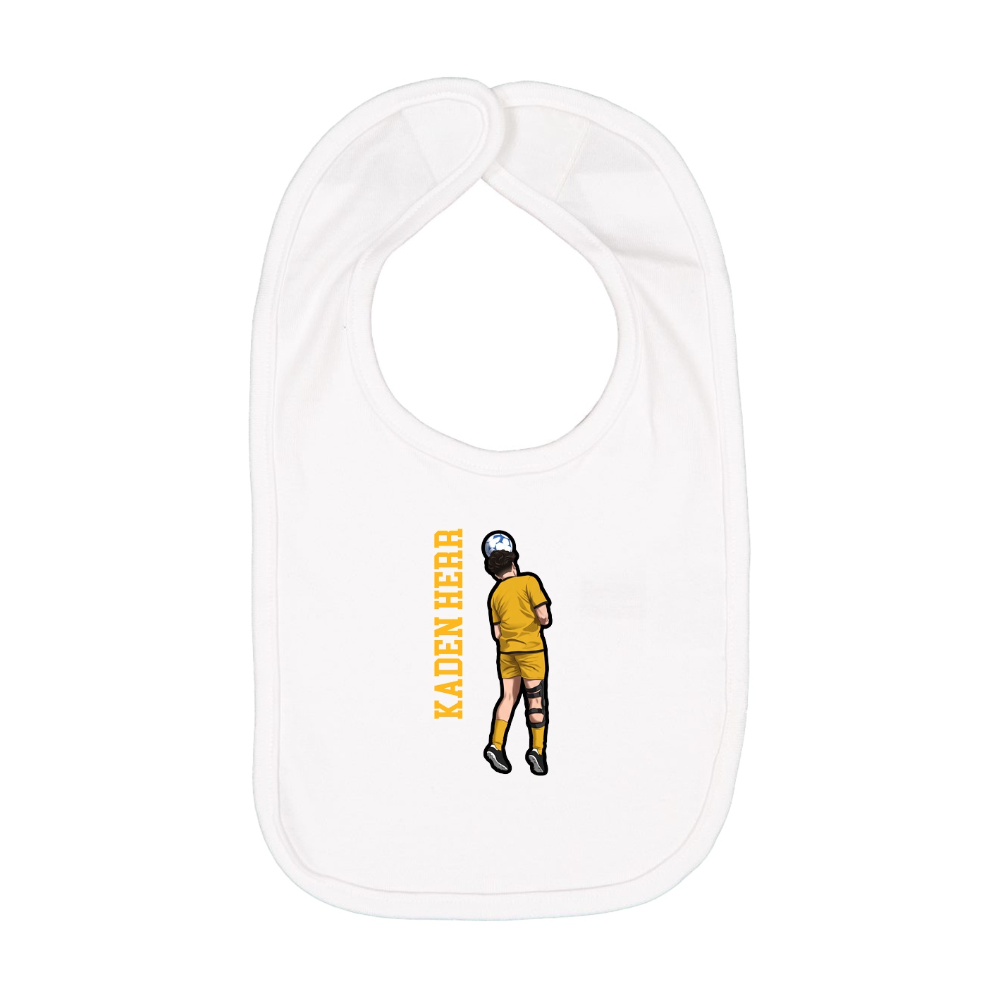 Infant Bib — Name Vertical in White