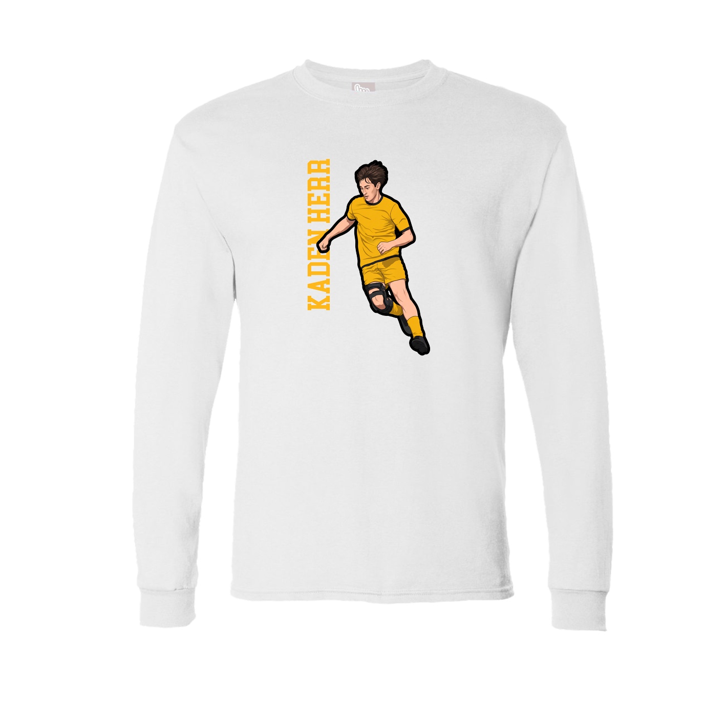 Long Sleeve Tee — Name Vertical in White