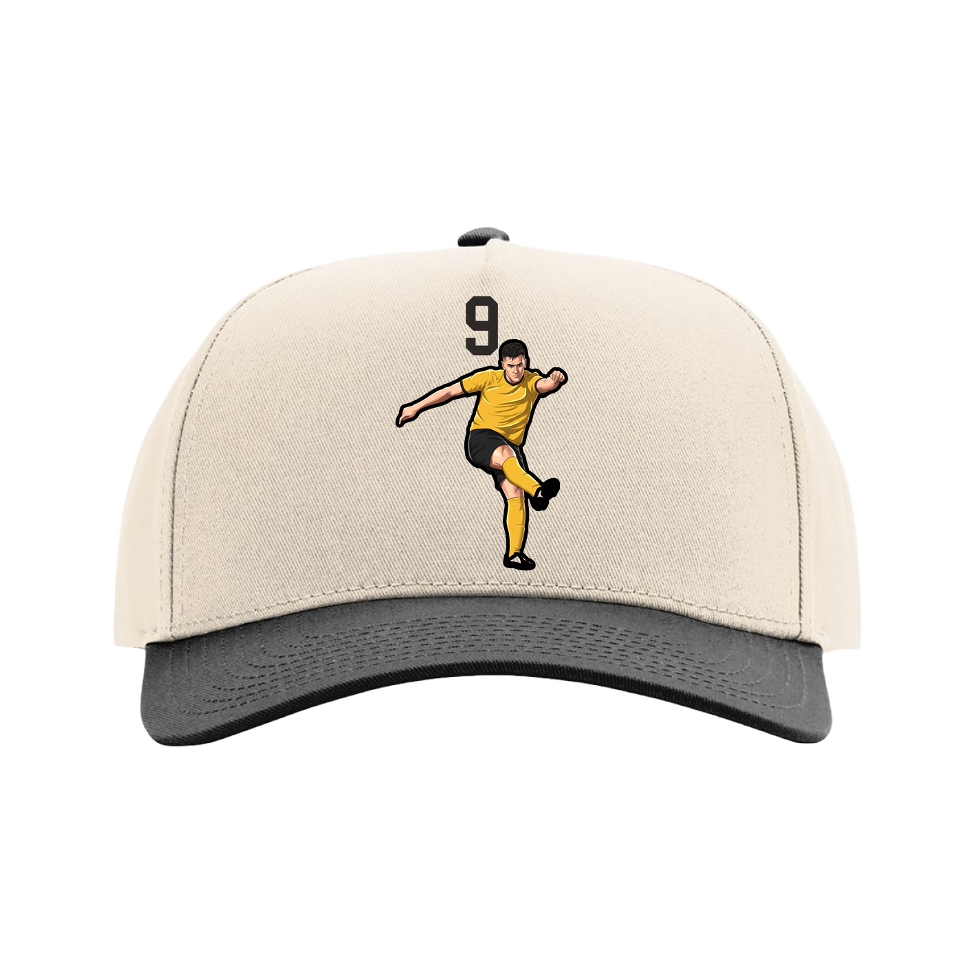 Full Fabric Five-Panel Champ Cap — Number Top in Cream/Black