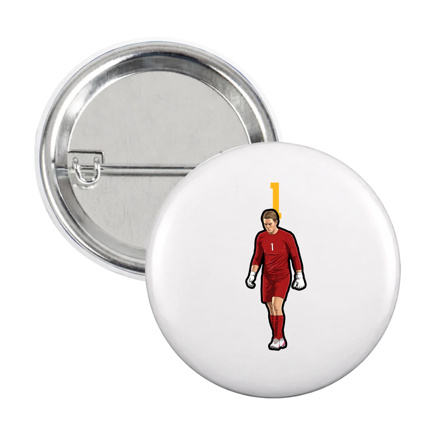 Game Day Button — Number Top in White