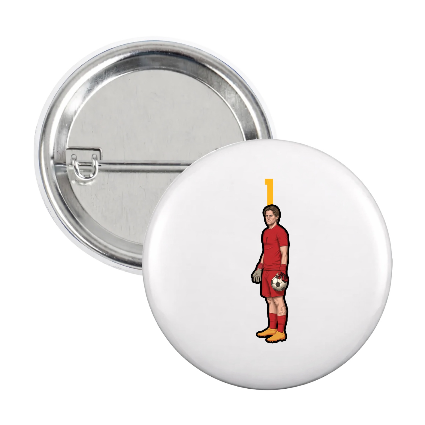 Game Day Button — Number Top in White
