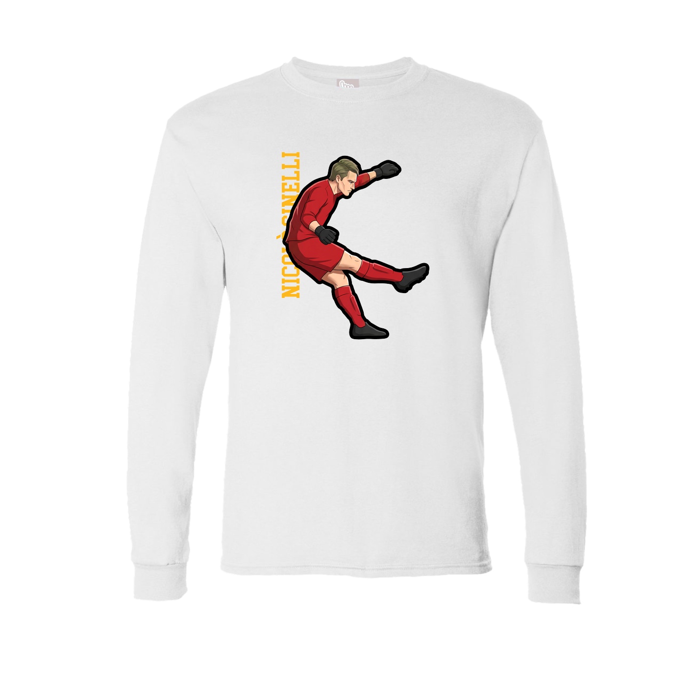 Long Sleeve Tee — Name Vertical in White