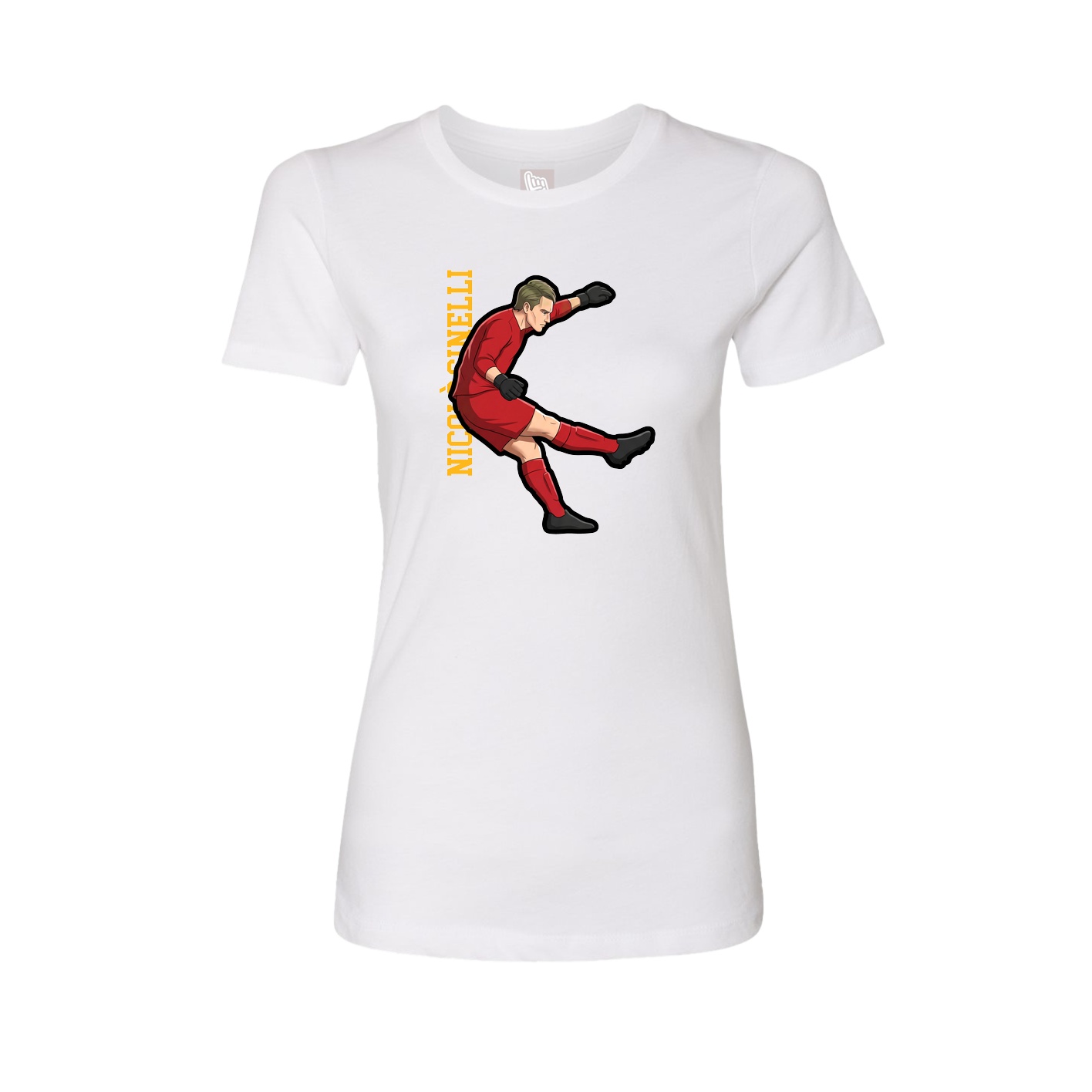Womens Tee — Name Vertical in White