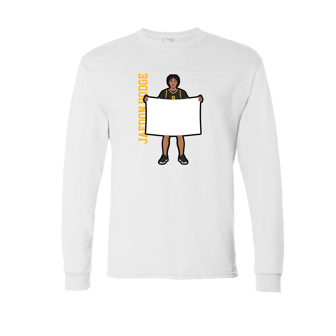 Long Sleeve Tee — Name Vertical in White