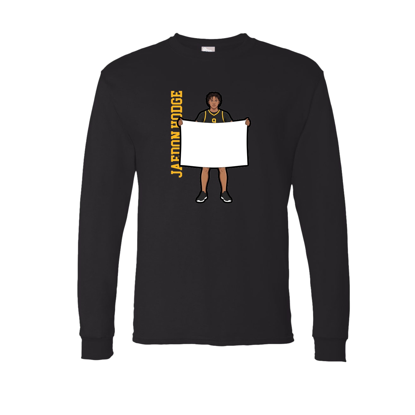 Long Sleeve Tee — Name Vertical in Black