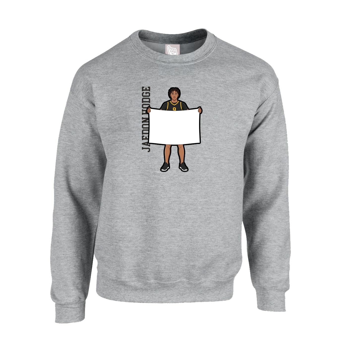 Fleece Crew — Name Vertical in Grey