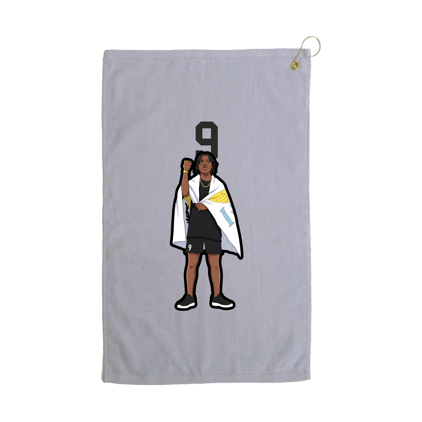 Golf Towel — Number Top in Grey