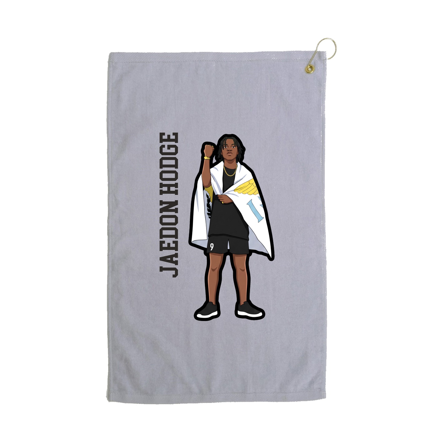Golf Towel — Name Vertical in Grey