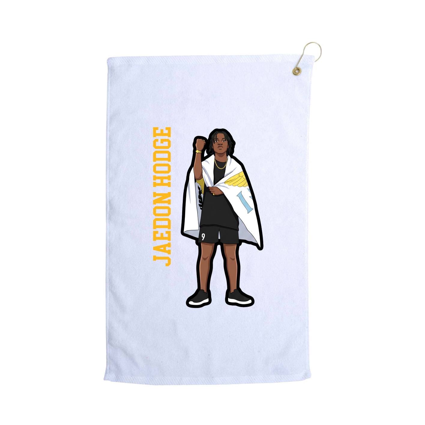 Golf Towel — Name Vertical in White