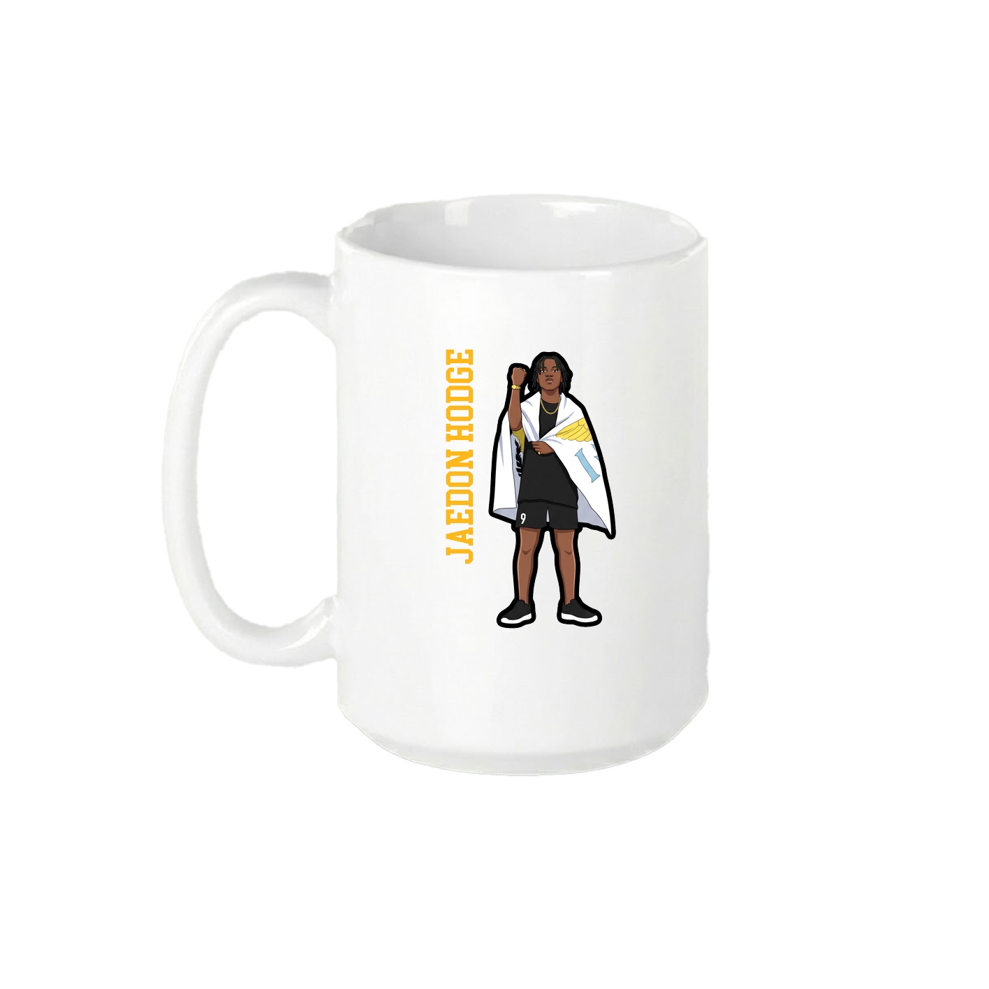 15oz Coffee Mug — Name Vertical in White