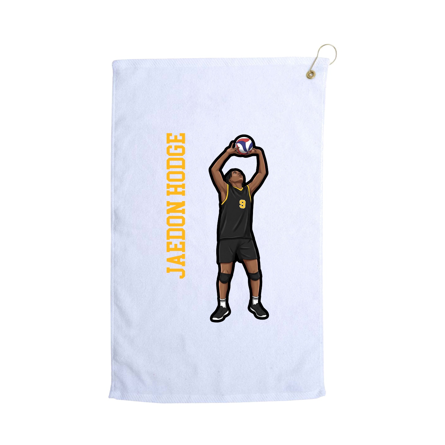 Golf Towel — Name Vertical in White