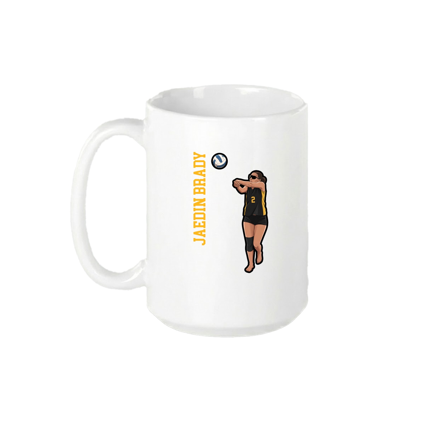15oz Coffee Mug — Name Vertical in White