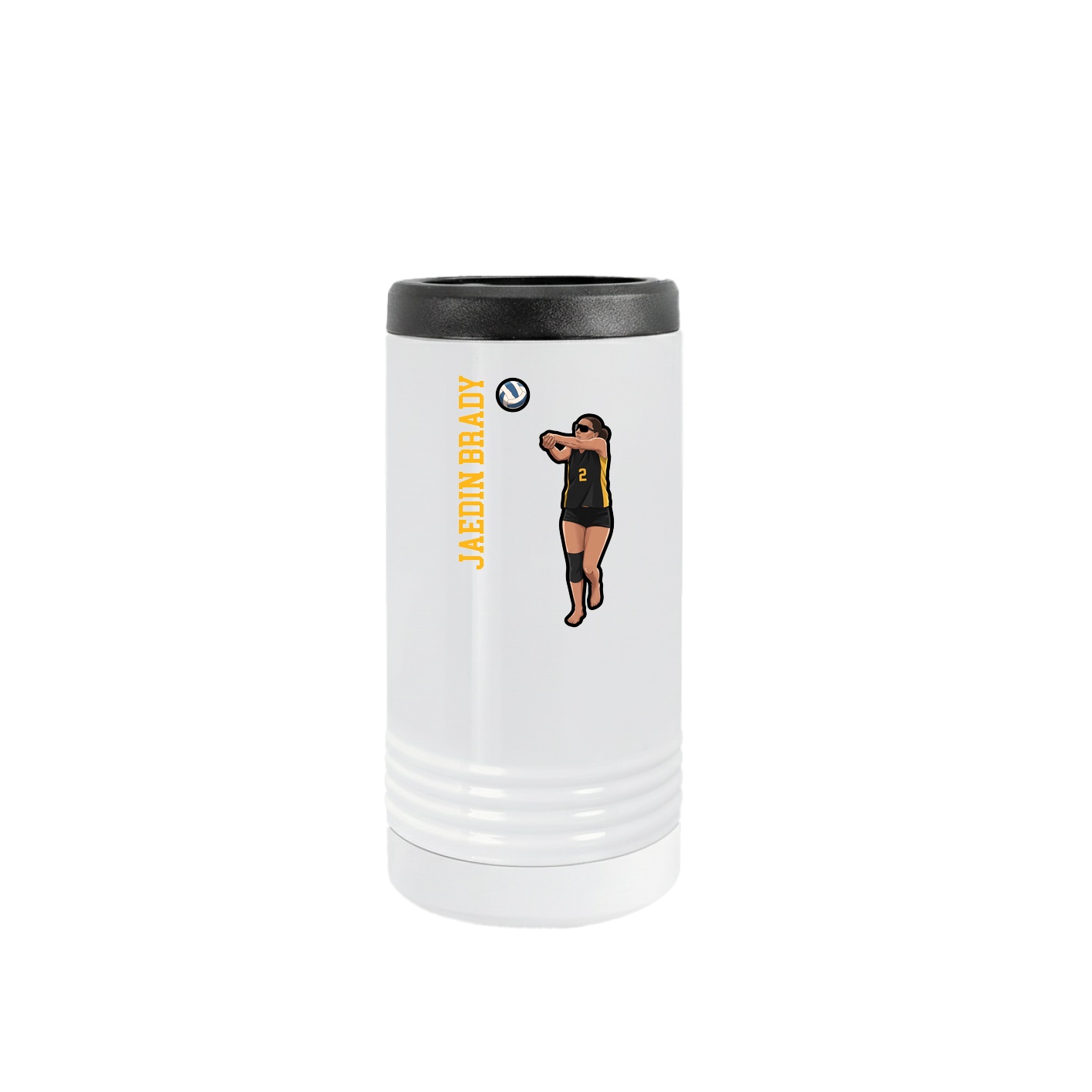Slim Beverage Holder — Name Vertical in White
