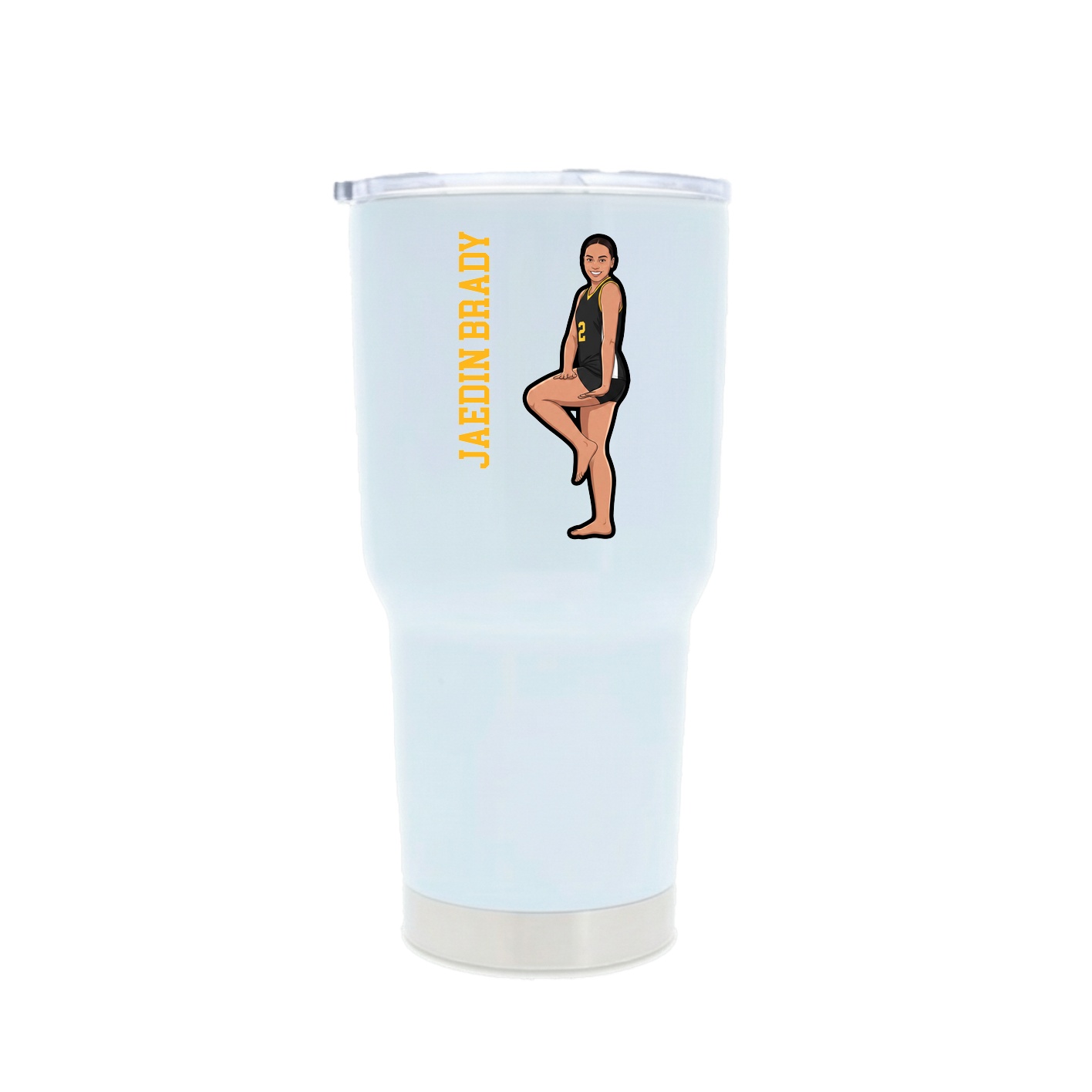 30oz Stainless Steel Tumbler — Name Vertical in White