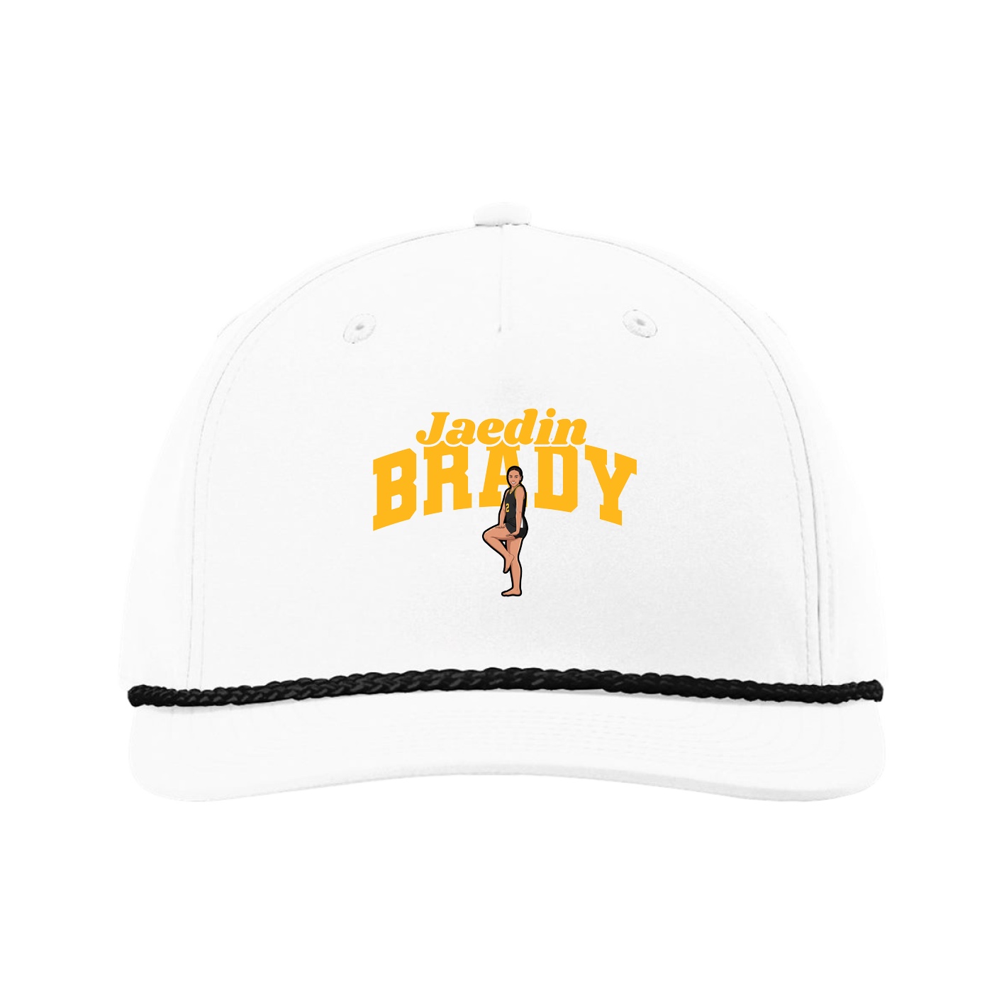 Five-Panel Classic Rope Cap — Signature Arch in White