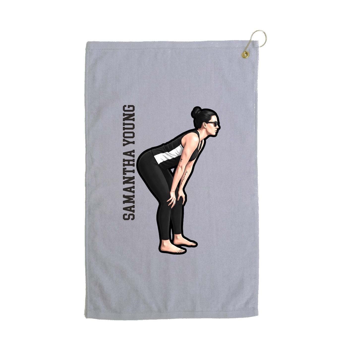 Golf Towel — Name Vertical in Grey