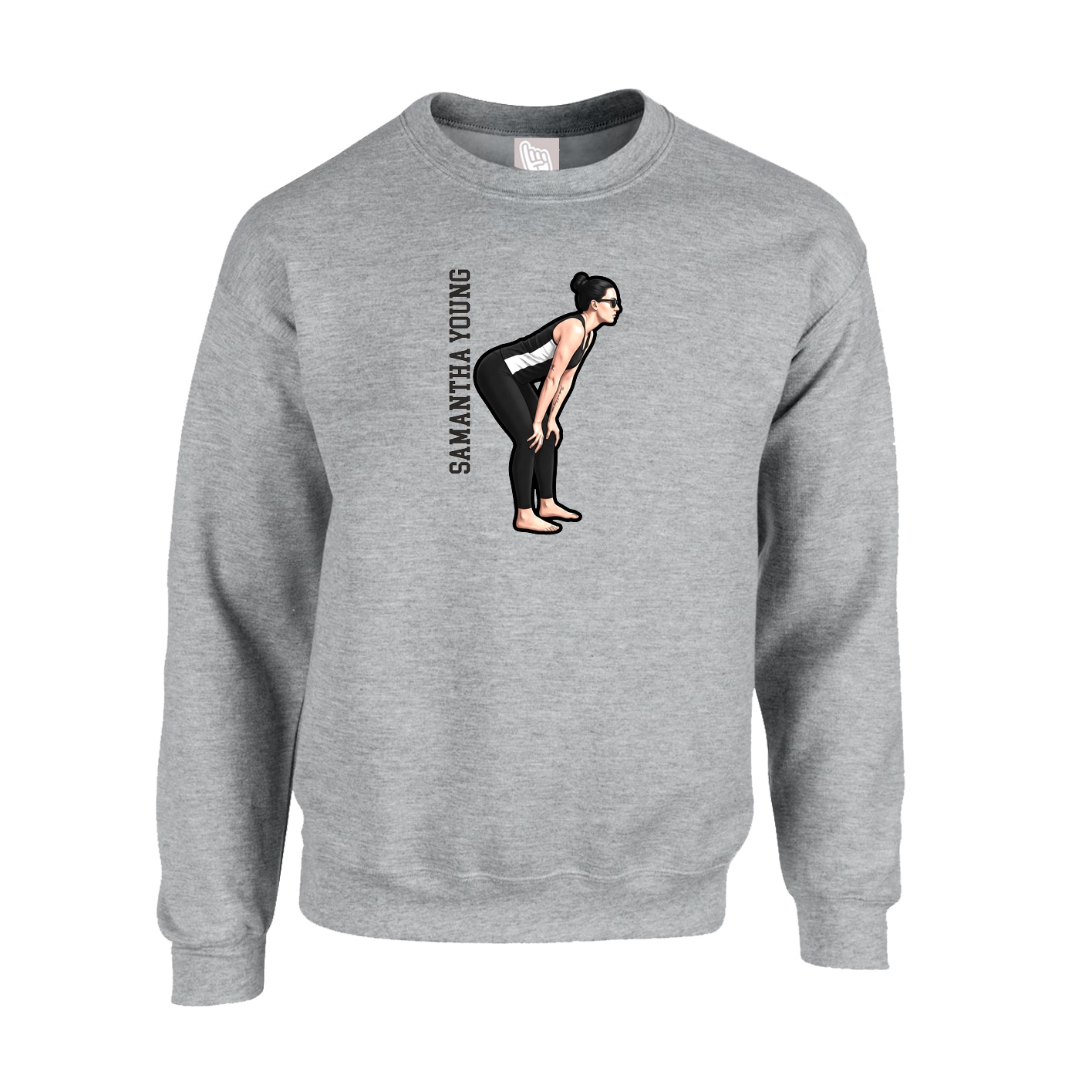 Fleece Crew — Name Vertical in Grey