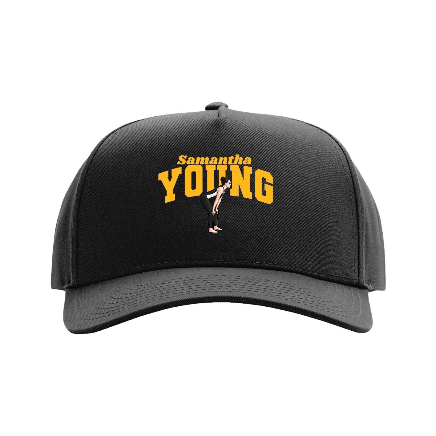 Full Fabric Five-Panel Champ Cap — Signature Arch in Black