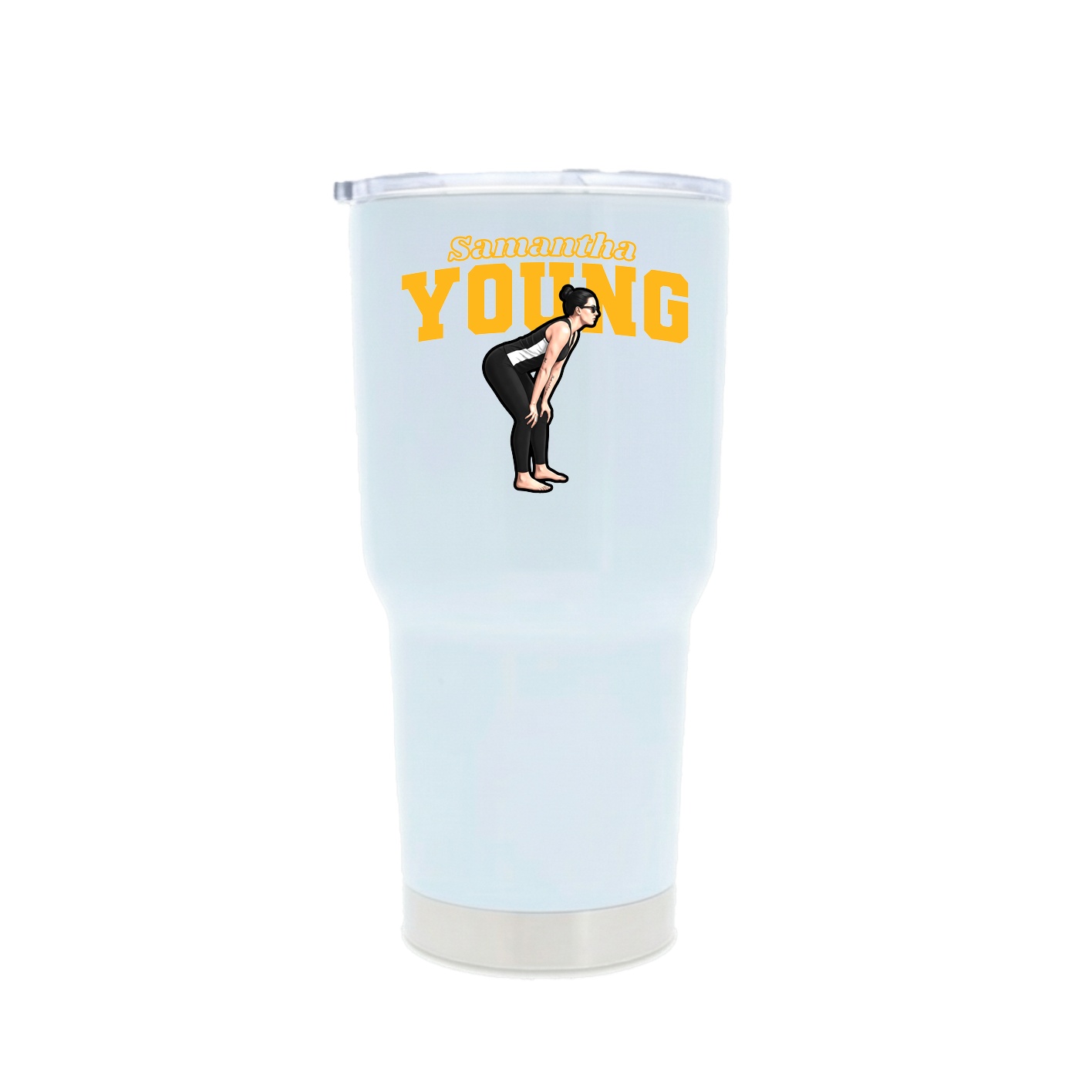 30oz Stainless Steel Tumbler — Name Arch in White
