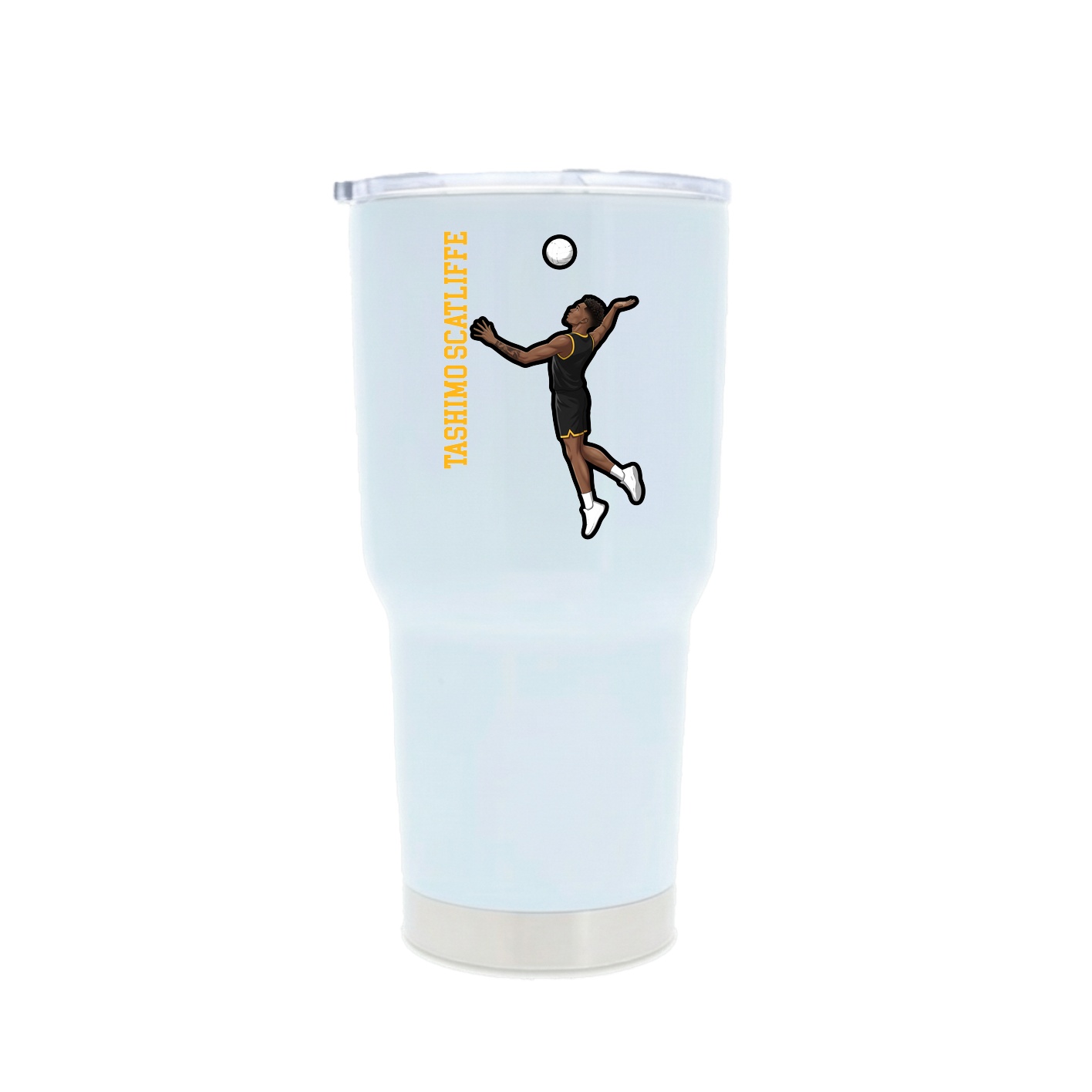 30oz Stainless Steel Tumbler — Name Vertical in White