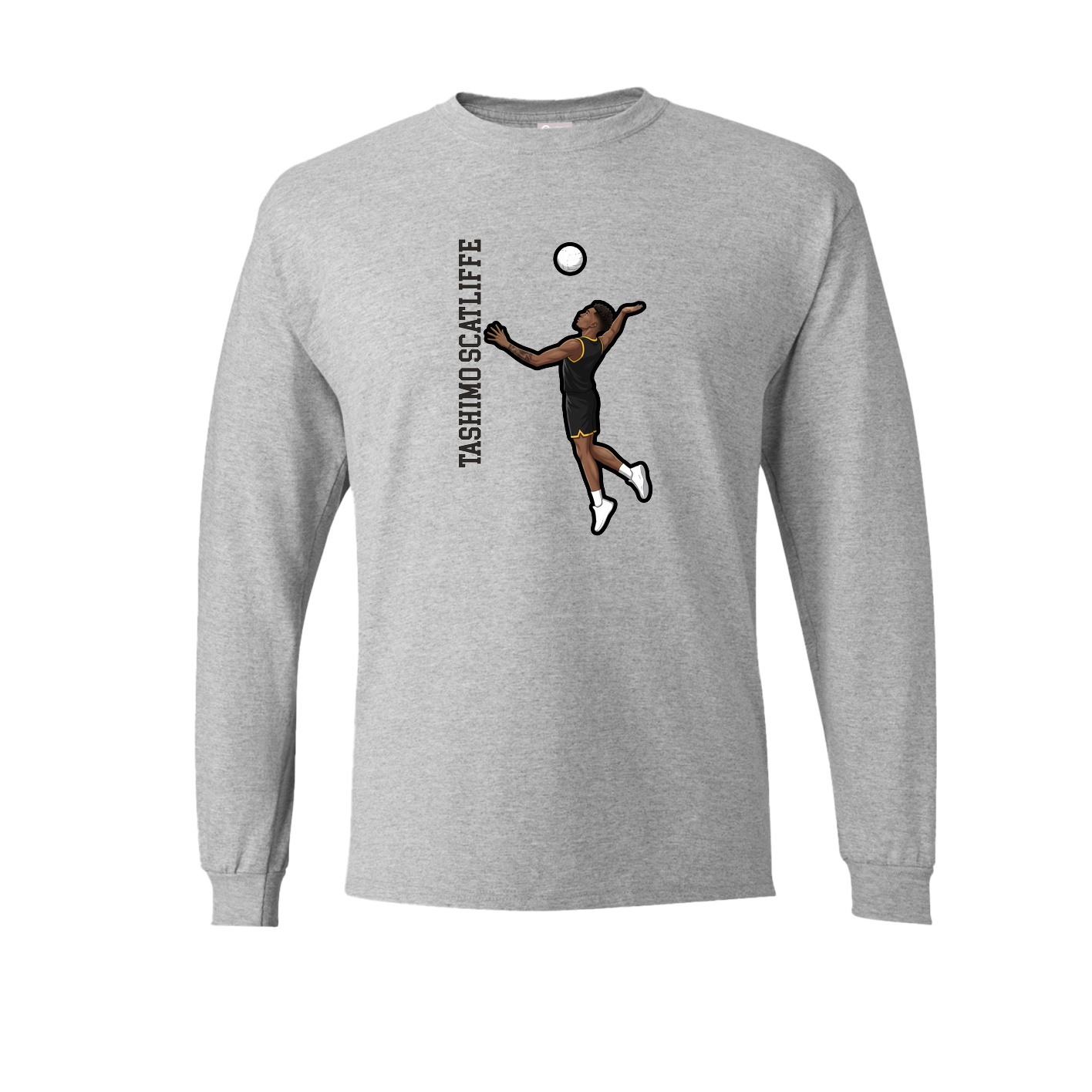 Long Sleeve Tee — Name Vertical in Grey