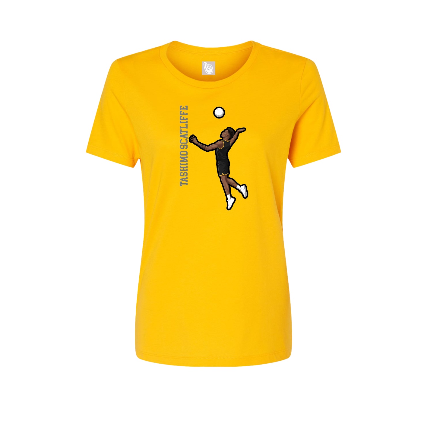 Womens Tee — Name Vertical in Gold