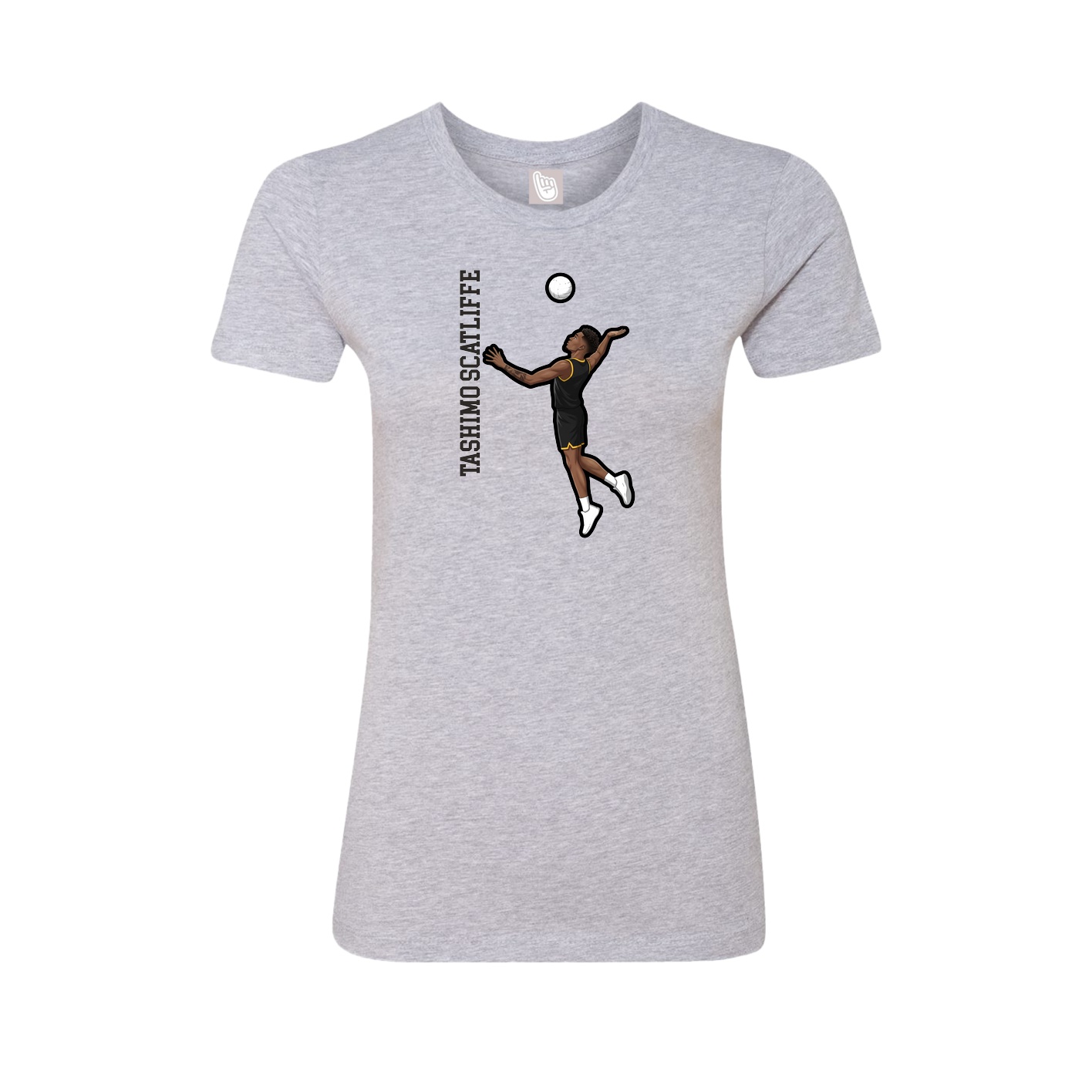 Fitted Women's Tee — Name Vertical in Grey
