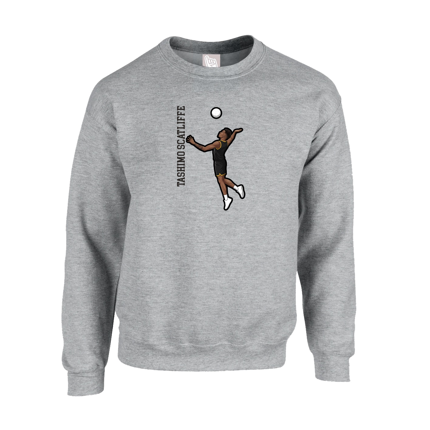 Fleece Crew — Name Vertical in Grey
