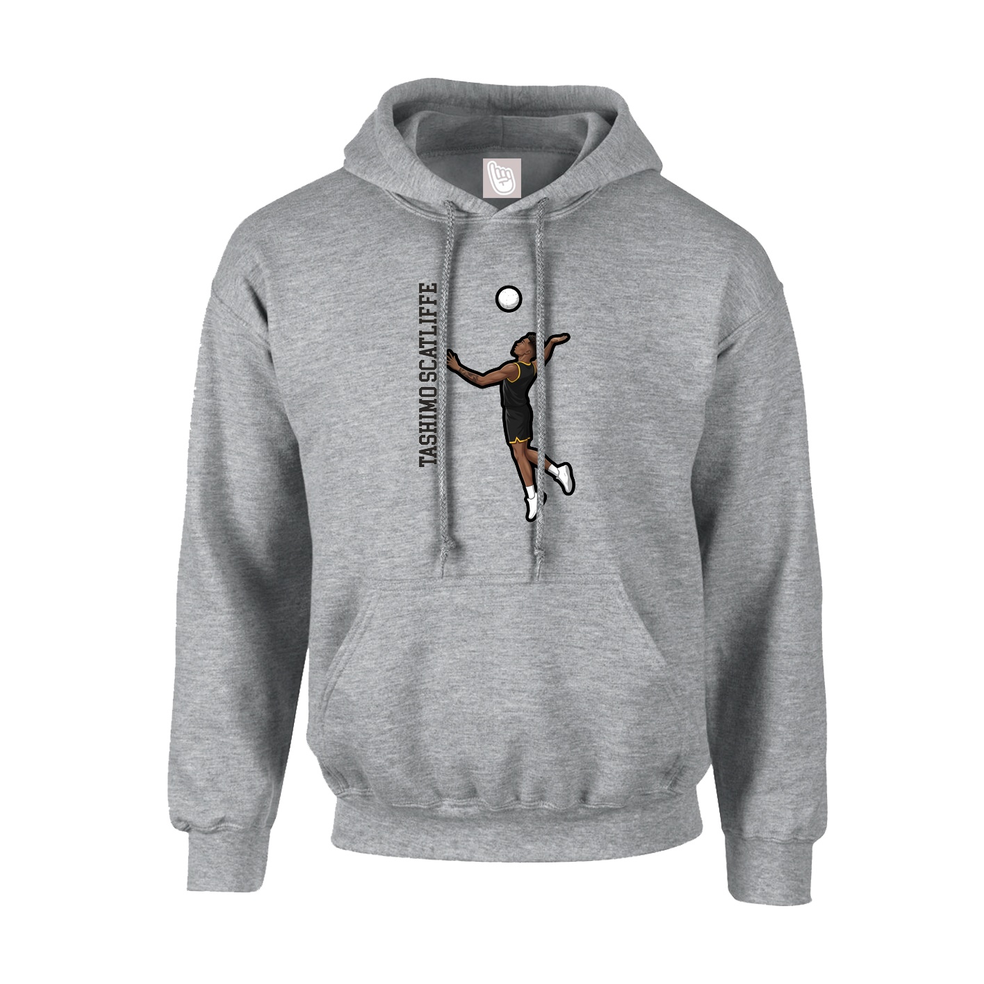 Youth Hoodie — Name Vertical in Grey