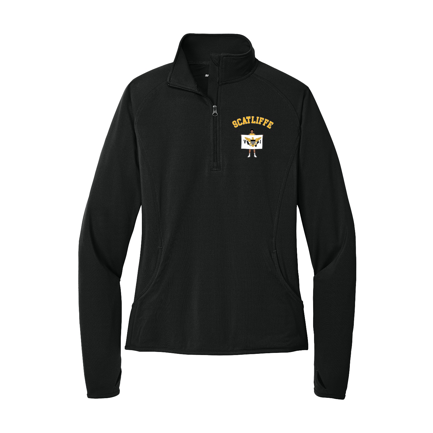 Women's Q-Zip Pullover — Shirsey Arch in Black