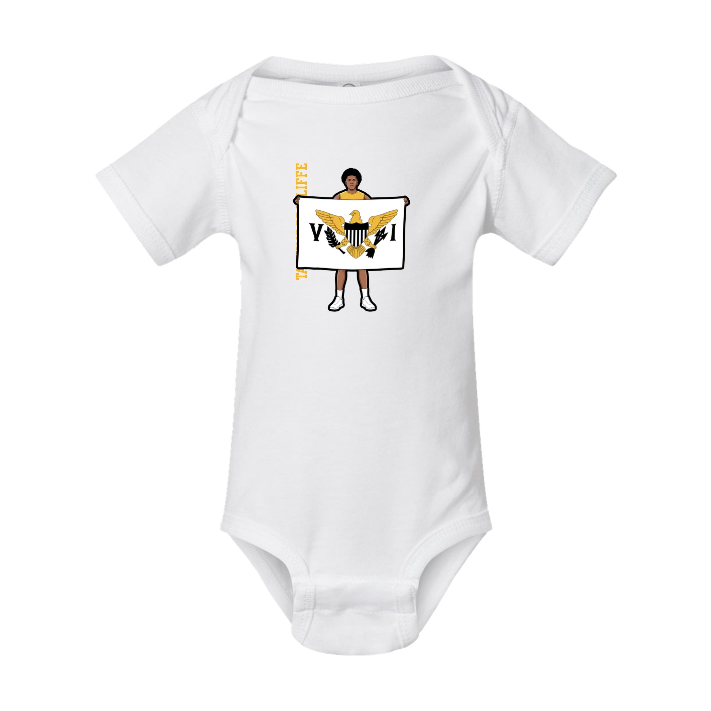 Baby Onesie — Name Vertical in White