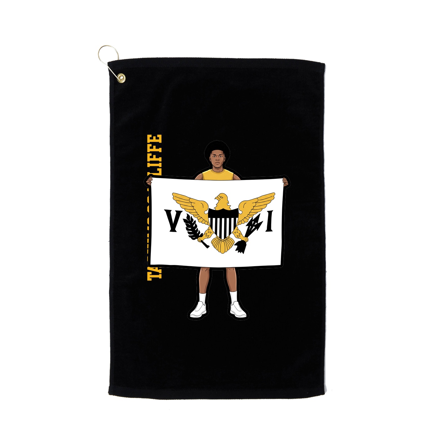 Golf Towel — Name Vertical in Black