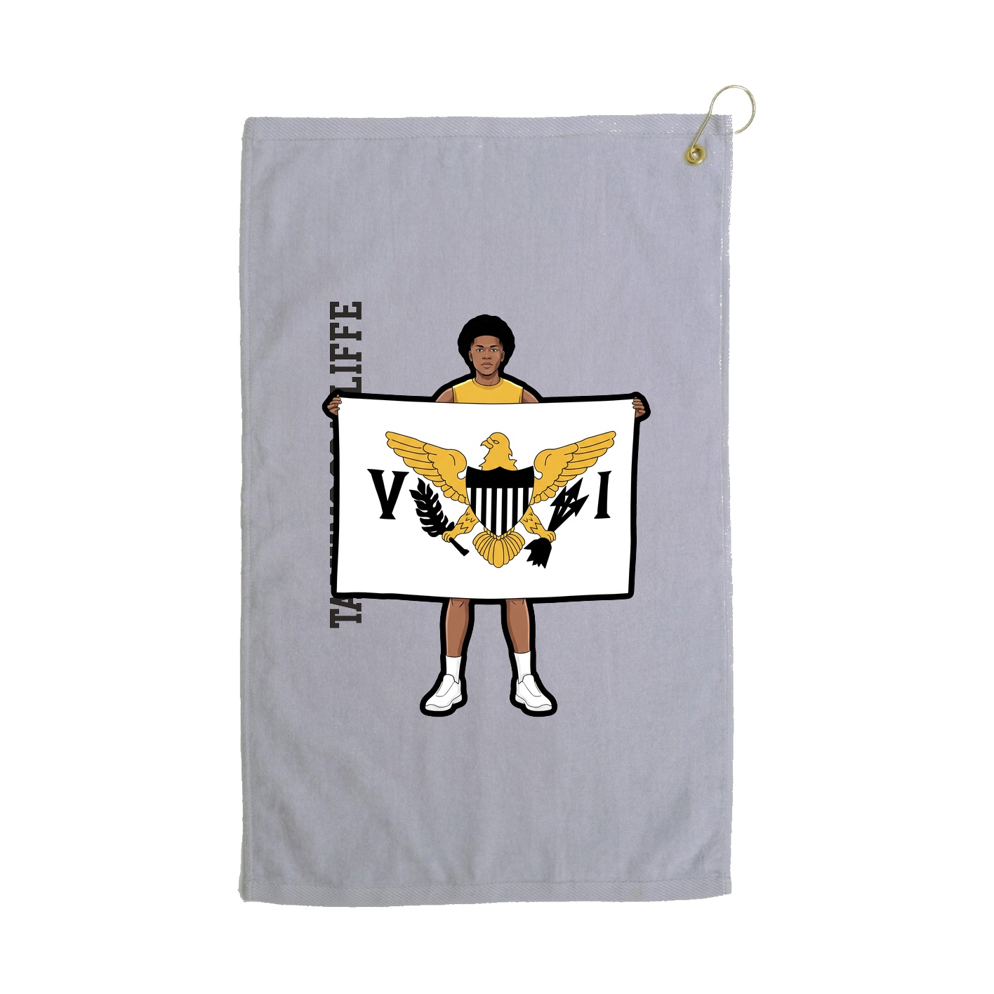 Golf Towel — Name Vertical in Grey