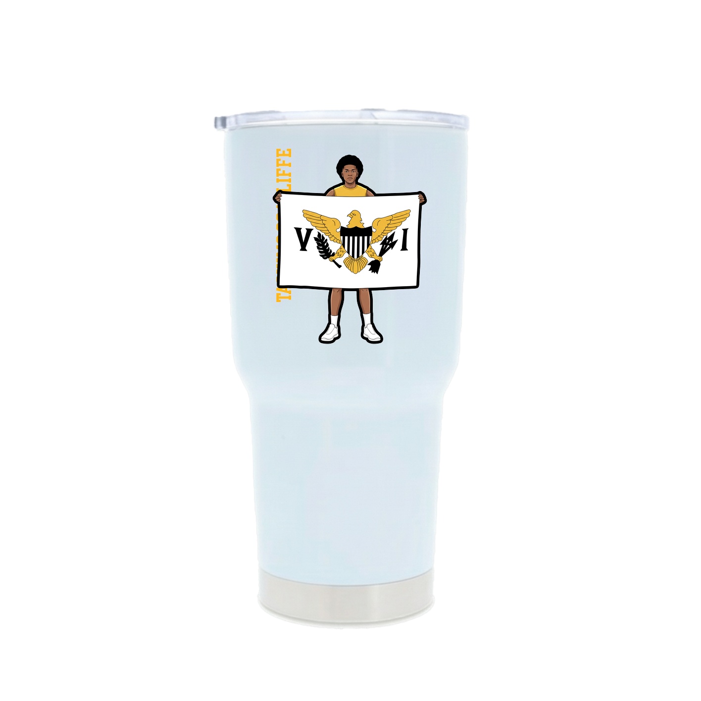 30oz Stainless Steel Tumbler — Name Vertical in White