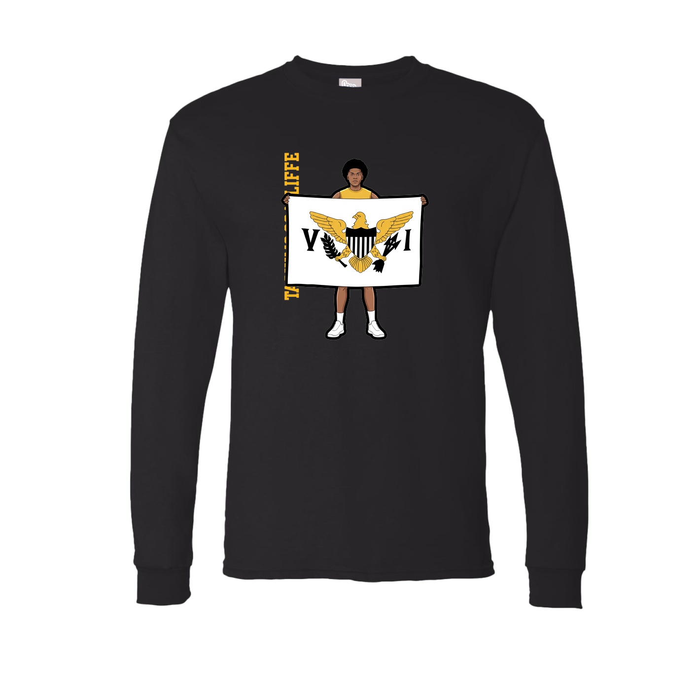 Long Sleeve Tee — Name Vertical in Black